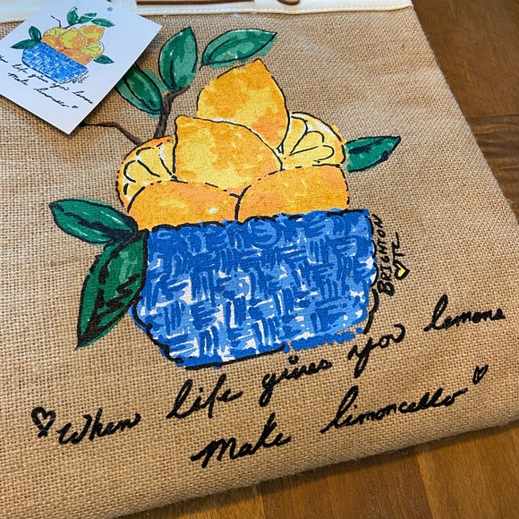 NWT Brighton Main Squeeze Burlap Tote - Picture 3 of 8